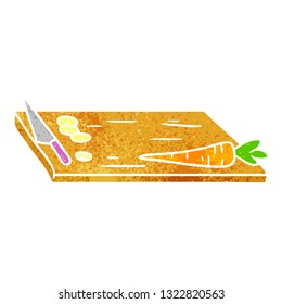 hand drawn retro cartoon doodle of vegetable chopping board