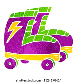 hand drawn retro cartoon doodle of roller skates