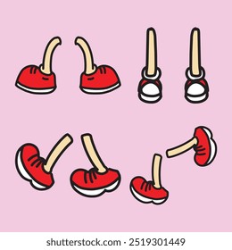 Hand drawn retro cartoon feet illustration