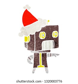 desenho à mão desenho retro desenho animado de um robô vestindo chapéu de santa