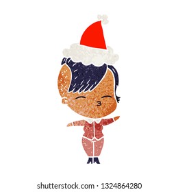 dibujo a mano retro de una chica indigente con sombrero santa