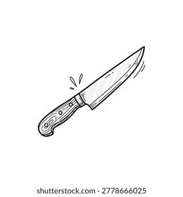 Hand Drawn Retro Carving Knife with Long Blade