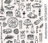 Hand drawn retro Christmas background