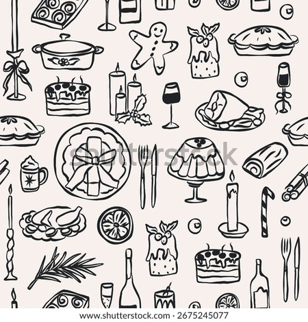 Hand drawn retro Christmas background