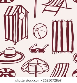 Hand drawn retro doodle beach background