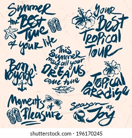 Hand Drawn Retro elements for Summer calligraphic designs