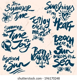 Hand Drawn Retro elements for Summer calligraphic designs