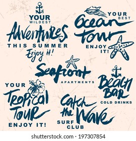 Hand Drawn Retro elements for Summer calligraphic designs