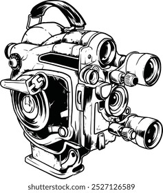 Hand Drawn retro film camera