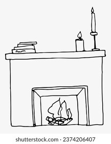 Chimenea retro dibujada a mano. Ilustración vectorial. Aislado sobre fondo blanco