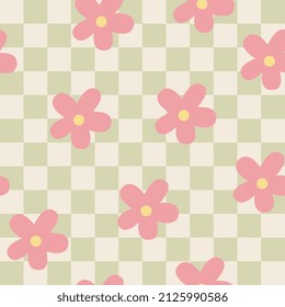 HAND DRAWN RETRO FLORAL SEAMLESS PATTERN FOR CLOTHS AND TEXTILE AND CAN BE USE IN ANY KIDS WEAR DESIGNS VECTOR