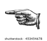 Hand drawn retro forefinger. Vector illustration