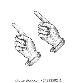 Hand drawn retro forefinger. Vector illustration