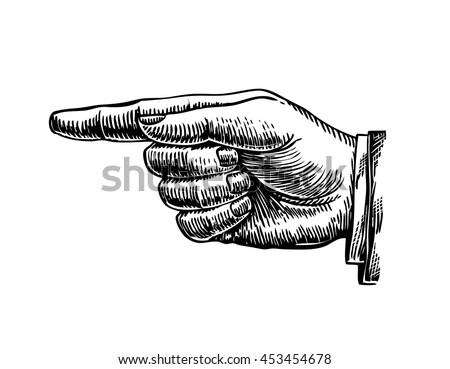 Hand drawn retro forefinger. Vector illustration