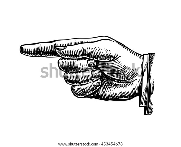 Hand Drawn Retro Forefinger Vector Illustration Stock Vector (Royalty ...