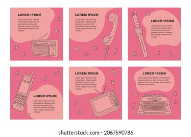 Handgezeichnete Retro-Gadgets-Theme für Web- und Social-Media-Werbung oder -Inhalte