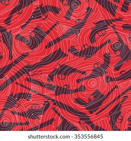 Hand drawn retro gun seamless pattern with abstract background. Vector illustration