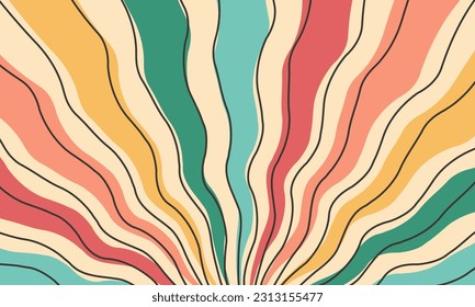 Hand drawn retro psychedelic groovy background