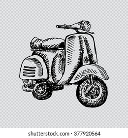  Hand drawn retro scooter