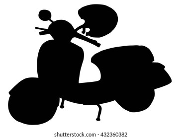 Hand drawn retro scooter. Vector