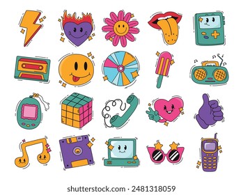Hand Drawn Retro Sticker Set