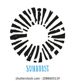 Hand drawn retro sunburst. Bursting rays design elements for logo, tag, stamp, t shirt, banner, emblem. Vector illustration