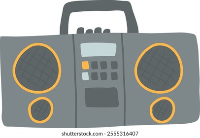 Hand Drawn Retro Tape Recorder Vector Illustration