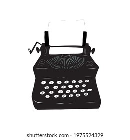 Hand drawn retro typewriter vector illustration.