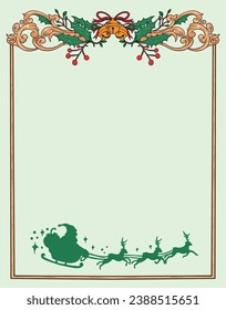 hand drawn retro vintage christmas frame and border 
