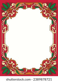 hand drawn retro vintage christmas frame and border 
