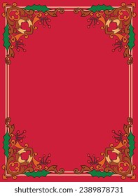 hand drawn retro vintage christmas frame and border 