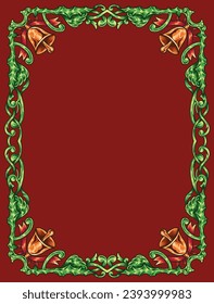 hand drawn retro vintage christmas frame and border 