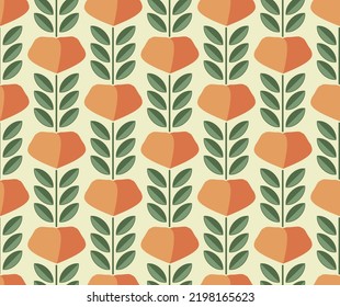 Hand drawn retro vintage flower and leaf seamless pattern surface design