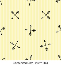 Hand drawn retro and vintage forged arrow decoration items. Set of isolated rustic wedding decorative symbols and elements. Black outline sketch on white background