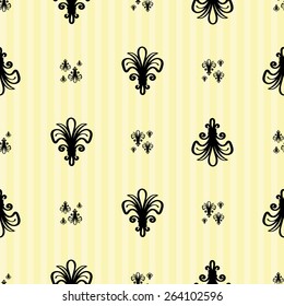 Hand drawn retro and vintage forged lily decoration items. Set of isolated rustic wedding decorative symbols and elements. Black outline sketch.