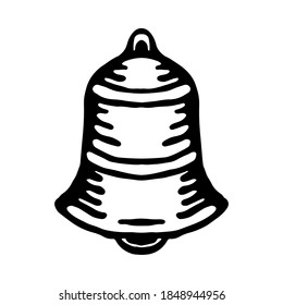 Hand drawn retro or vintage logo design, Christmas bell object graphic element