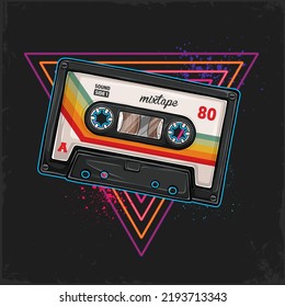 cassette de música retro vintage dibujado a mano audio audio audio medios de música aislados y grabación