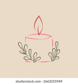 Hand drawn retro vintage vector christmas decoration. Vintage hand drawn christmas candles. Christmas decoration hand drawn vector clipart