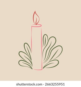 Decoración de Navidad de Vector vintage retro dibujado a mano. Antiguas dibujado a mano velas de Navidad. Decoración de Navidad dibujado a mano Clipart de Vector