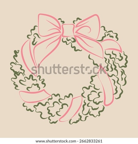 Hand drawn retro vintage vector christmas wreath. Hand drawn christmas wreath. Hand drawn christmas clipart