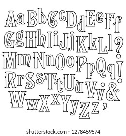 Hand drawn retro, vintage western font, stroked, empty, universal latin alphabet, lettering for logos, badges, postcards, posters, prints