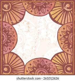Hand drawn retro  watercolor tribal  frame. All objects are conveniently grouped  and are easily editable.