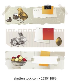 Hand drawn retro-styled Easter banners