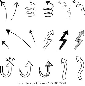 Hand drawn Return and Swirl Arrow Vector icon, Sign collection