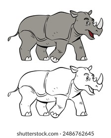 Hand Drawn Rhino Vector Illustration