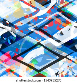 Hand drawn rhombus. Colorful seamless texture. Abstract vector background for web page, banners backdrop, fabric, home decor, wrapping