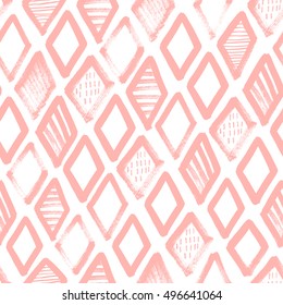 Hand drawn rhombus seamless pattern. Surface design. Vector illustration.