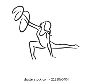 hand drawn rhythmic gymnastics line illustration