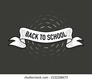 Mano dibujó la cinta de vuelta a la escuela con fondo blanco. Concepto de negocio. Ilustración vectorial creativa. Banner de venta