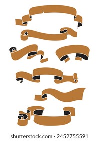 Hand drawn ribbon banner set Vector